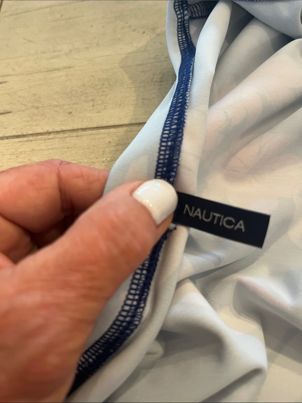 Nautica Navy Floral Hooded Swim Coverup with Pink & Cream Blooms - Picture 5 of 6